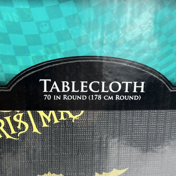 Disney Nightmare Before Christmas Tablecloth 70" Round Oogie Boogie Black Yellow - Picture 3 of 12